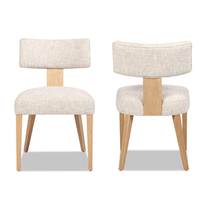 English Elm Jennifer Taylor Home - Louise Split Back Upholstered Dining Side Chair Set of 2 in Travertine Beige Chenille with Solid Rubberwood Legs and Cozy Texture B2719P269263