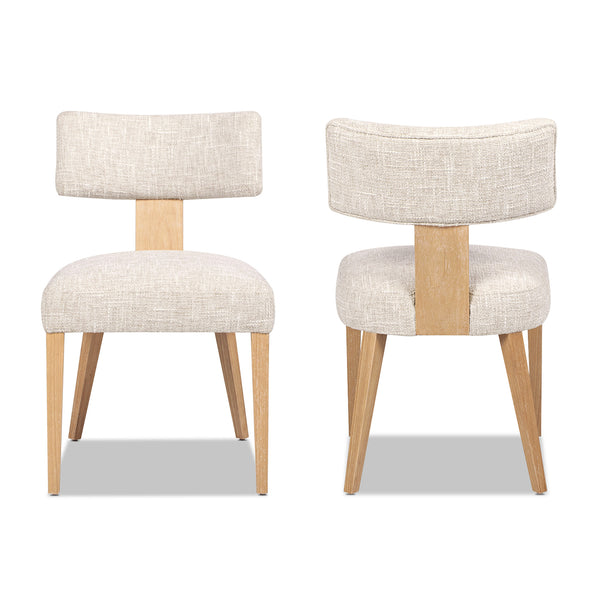 English Elm Jennifer Taylor Home - Louise Split Back Upholstered Dining Side Chair Set of 2 in Travertine Beige Chenille with Solid Rubberwood Legs and Cozy Texture B2719P269263