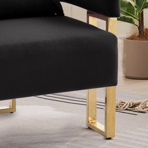 English Elm Ts Velvet Accent Chair Set of Two with Gold Metal Legs for Living Room or Office Black W2311P414940