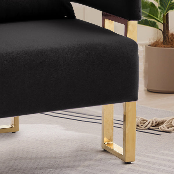 English Elm Ts Velvet Accent Chair Set of Two with Gold Metal Legs for Living Room or Office Black W2311P414940