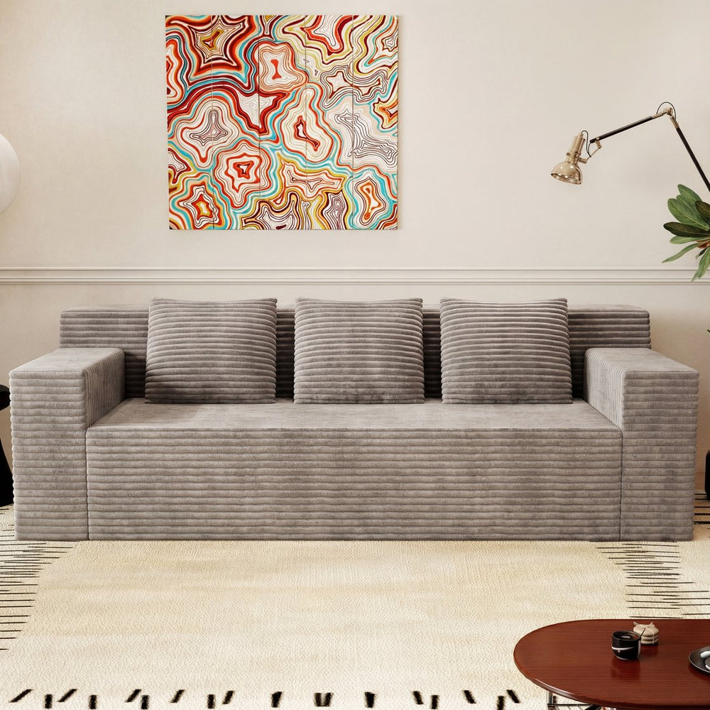 English Elm 71" Corduroy Tufted Loveseat with Deep Seat and Curved Back for Compact Living Spaces Camel W5571P440913