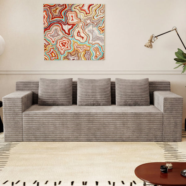 English Elm 71" Corduroy Tufted Loveseat with Deep Seat and Curved Back for Compact Living Spaces Camel W5571P440913