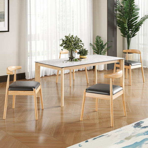 English Elm Weave Dining Chairs Set Of 2 - Mid-Century Modern Oak Frame, Handwoven Seat For Stylish Comfort T3623P371953-GIGA