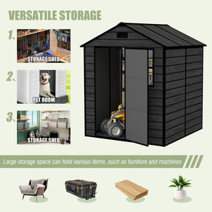 English Elm Campcraft Resin Storage Shed 6x6 Ft Polypropylene Waterproof Outdoor Wood Grain W1598S00029