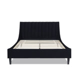 English Elm Aspen Vertical Tufted Headboard Platform Bed Set, Queen, Anthracite Black Velvet