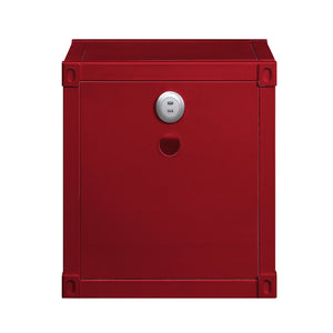 English Elm Red Metal Nightstand with 2 Open Shelves Industrial Contemporary Accent Table Compact 20.5"H B062P186412