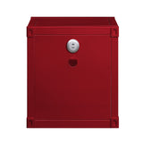 Contemporary Red Metal Nightstand with 2 Open Shelves - Compact Design for Small Bedrooms - 20.5