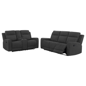 English Elm Slater Faux Leather Manual Reclining Sofa Set with Track Arms for Living Rooms Charcoal B062S01426