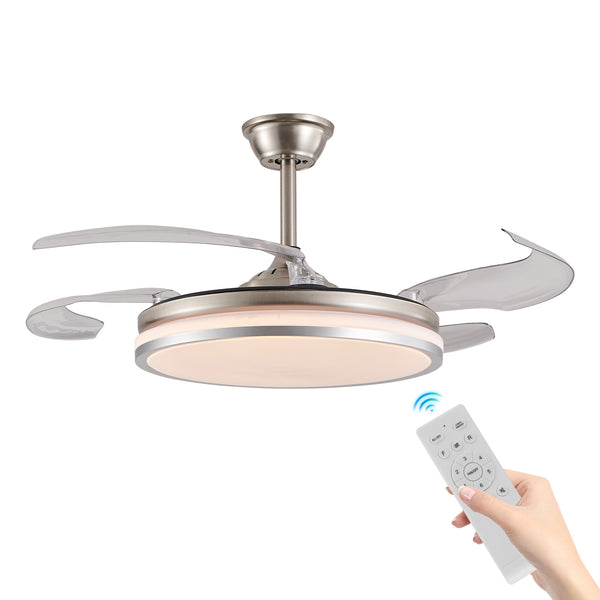 English Elm 42 Inch Modern Led Ceiling Fan With Remote, Retractable Blades, 6 Speed, Silent Dc Motor For Any Room W2312P374996