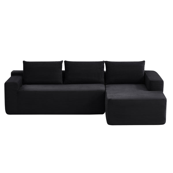 English Elm 104" Corduroy Modular Sectional Sofa with Chaise Side Pockets Ready for Living Rooms W3975S00048