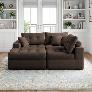 English Elm Corduroy L-shaped Sectional Sleeper Sofa No Assembly Needed for Apartments W5532S00030