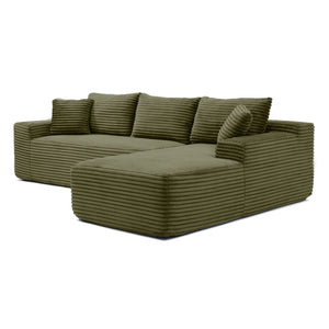 English Elm 105'' Modular Cloud Sectional Sofa Deep Seat Corduroy Upholstered L-shape Living Room W1117S00330