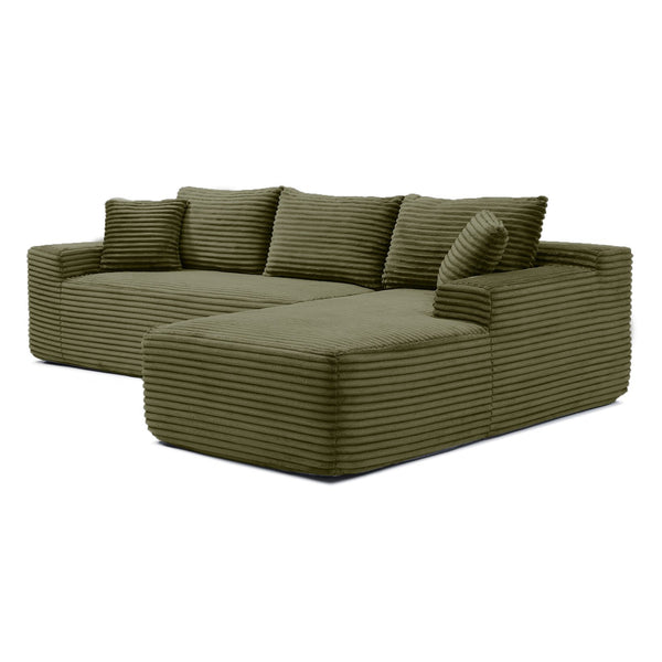 English Elm 105'' Modular Cloud Sectional Sofa Deep Seat Corduroy Upholstered L-shape Living Room W1117S00330