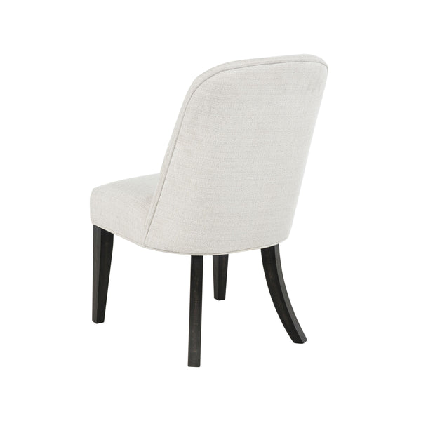English Elm Set of 2 Channel Tufted High Back Dining Chairs Cream Fabric with Flared Black Legs B016P445379