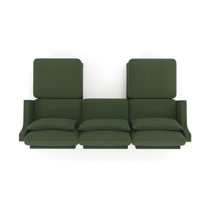 English Elm Three-Seater Sofa Set With 2 Ottomans & Lumbar Pillow, Elegant Chenille, Durable & Stylish Green Design W714S01218-GIGA