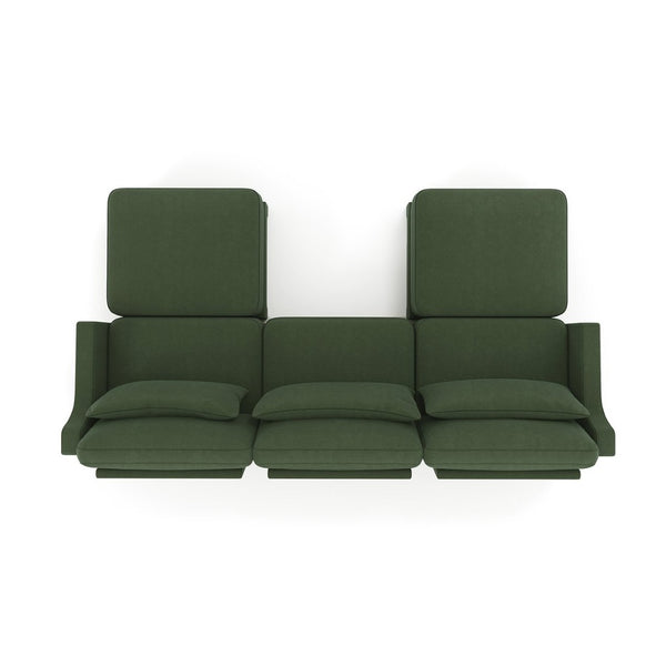 English Elm Three-Seater Sofa Set With 2 Ottomans & Lumbar Pillow, Elegant Chenille, Durable & Stylish Green Design W714S01218-GIGA