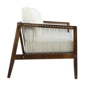 English Elm Outdoor Acacia Wood Loveseat Set with Rope Woven Panels and Matching Coffee Table Beige,Dark Brown N768P408131D