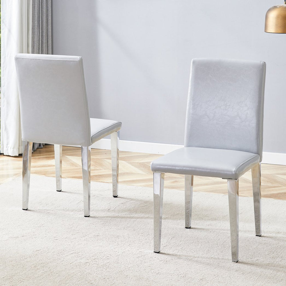 English Elm Four Pu Leather Dining Chairs with Metal Legs Modern Minimalist Set for Stylish Homes W1151P383507