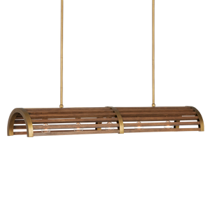 Woodbine Rectangular Modern Farmhouse Chandelier in Chestnut & Brass - Perfect for Kitchen Islands!