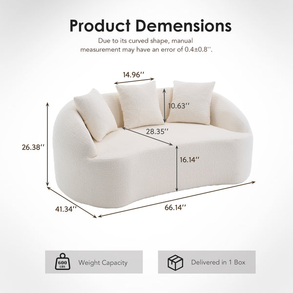 English Elm Ly-049s Curved Chenille Loveseat with Boneless Frame for Modern Living Spaces Off White W2231P402437