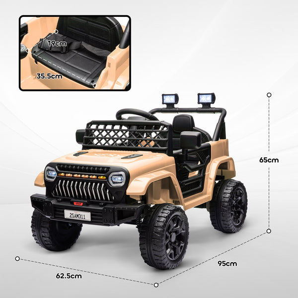 English Elm Qaba 12v Battery Powered Kids Ride on Utv with Spring Suspension and Remote Khaki W2225P249875