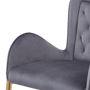 English Elm Christopher Knight Home® - 28.75inch Velvet Counter Height Stool Set of 2 with Tufted Back, Gold Frame & Foam Comfort, 265lb Gray N762P199823E