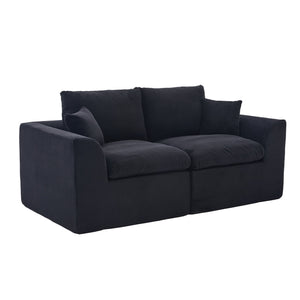 English Elm UNITED Cloud Couch Modular Sectional Sofa with Corduroy Cover, Ergonomic 2-Seater, No Assembly Needed Black W1568P371120