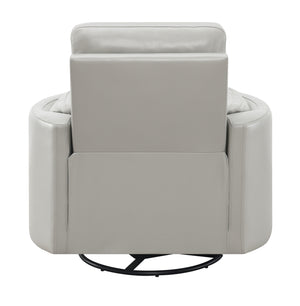 English Elm Sagen Gray Faux Leather Glider Recliner with Swivel, Pocket Coil Comfort, Low Wall Clearance 9" B2726P241794