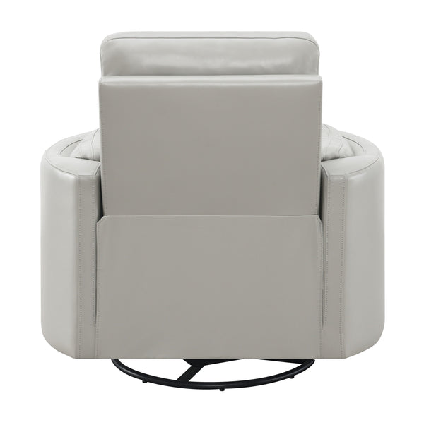 English Elm Sagen Gray Faux Leather Glider Recliner with Swivel, Pocket Coil Comfort, Low Wall Clearance 9" B2726P241794