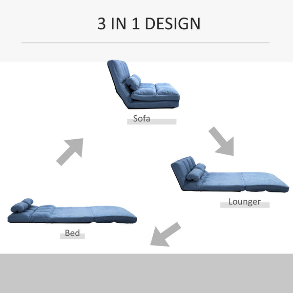 English Elm Homcom Convertible Floor Sofa Chair Bed With Adjustable Backrest & Pillows - Space-Saving Comfort W2225P217473
