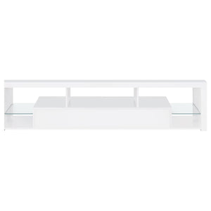 English Elm Lance Glossy White Three Piece Entertainment Center with Glass Shelves for Living Room B062S01736