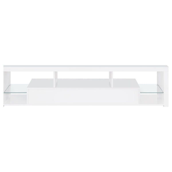 English Elm Lance Glossy White Three Piece Entertainment Center with Glass Shelves for Living Room B062S01736