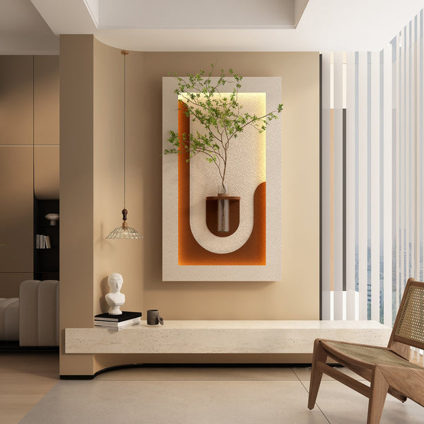 English Elm Adjustable Led Sandstone 3d Wall Art with Faux Botanicals and Rabbit Figurine Decor W2700P389347