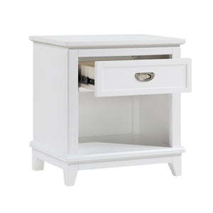 English Elm White Nightstand with Drawer & Shelf, Classic White Finish, Dovetail Drawer, No Assembly Needed —26"H bedside storage blend B011P365522