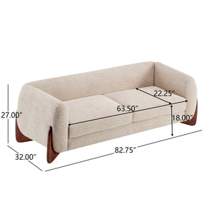 English Elm 82inches Boucle Textured Three Seat Sofa with Walnut Wedge Feet for Modern Living N771P205090V