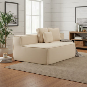 English Elm Beige Teddy Fleece Modular Floor Lounge Chair Foam Cushioned Cozy Dorm Living Room W3326P354557