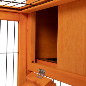 English Elm Detachable Two-tier Pine Rabbit Hutch with Rolling Casters and Removable Waste Trays Orange W2181P190616