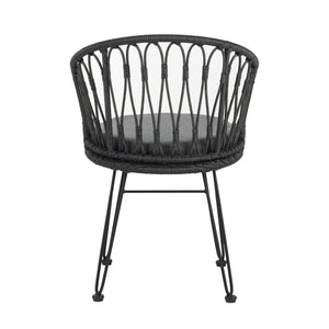 English Elm Christopher Knight Home® - TAVON Woven Rattan Dining Chairs (2-Pack) with Gray Cushions, Sturdy Iron Frame, 300 lb Capacity N762P240772E