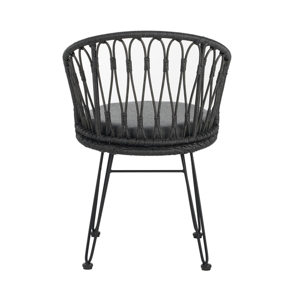 English Elm Christopher Knight Home® - TAVON Woven Rattan Dining Chairs (2-Pack) with Gray Cushions, Sturdy Iron Frame, 300 lb Capacity N762P240772E