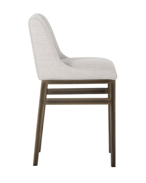 Sunpan Halden Urban Bar Stool with Bold Channel Tufting and Rustic Bronze Steel Frame for Stylish Spaces Beige Linen