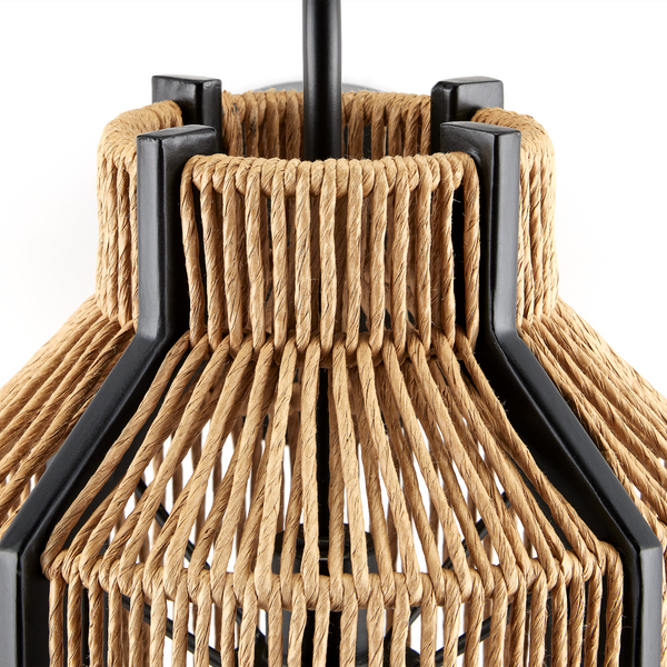 Mali Wall Sconce - Bohemian Elegance with Natural Woven Shade & Satin Black Wrought Iron Design
