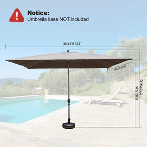 English Elm Rectangle Patio Umbrella with Crank Lift and Tilt, UV-Resistant 180G Polyester Canopy, Ventilated Shade (Base Not Included) Grey W1859P353198