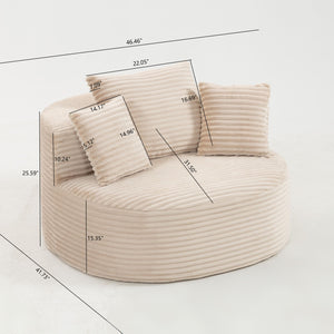 English Elm Full Foam Corduroy Single Seat Lounge Sofa with Lumbar Pillows for Small Spaces Beige W3326P350901