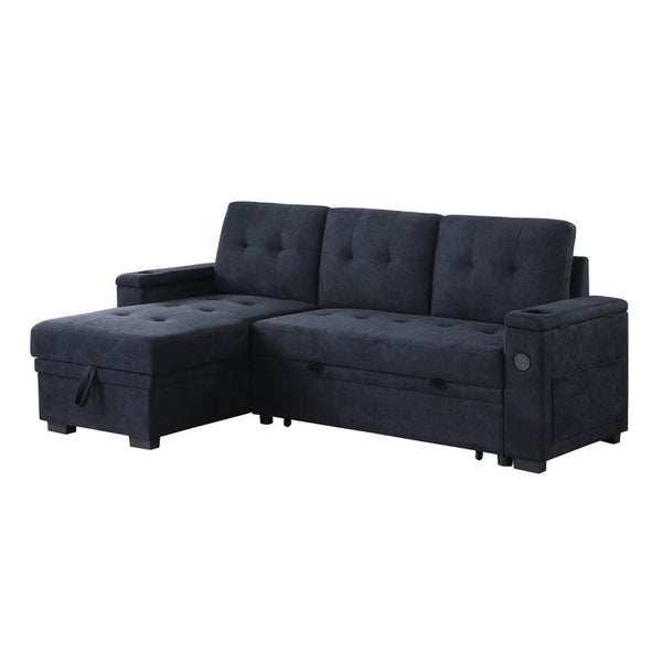 English Elm Woven Reversible Sleeper Sectional Sofa With Storage Chaise & Usb Ports For Modern Living Rooms B016S00041-GIGA