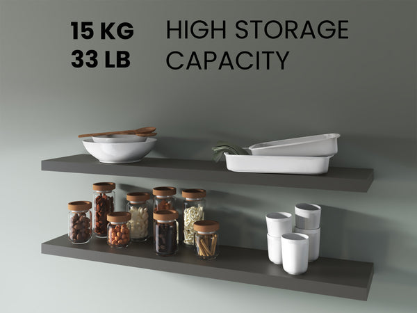 English Elm Greer Floating Shelf Set Of 2 In Grey Melamine - Modern Design, Space-Saving, Easy Installation! B128P245006