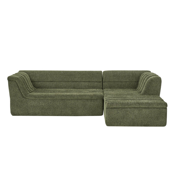 English Elm 106" Modular L-shaped Sectional Chenille Sofa Sculptural Low Profile Living Room Couch Green W1413S00126