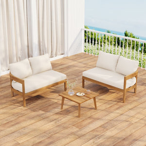 English Elm Brooklyn Outdoor Modular Sectional Acacia Hardwood Tuxedo Sofa Resort Patio Seating N773OS00070B