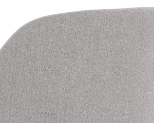 Sunpan HENSLEY Dining Armchair in Mina Warm Grey - Chic Comfort, Modern Design, Durable Metal Legs, Versatile Style 108914