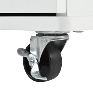 English Elm K&K Kitchen Island with Drop Leaf, Rolling Storage Cart with 3-Tier Pull-Out Organizer, Durable Wood Countertop White WF531421AAW