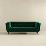 Ashcroft Furniture Addison Green Velvet Sofa - Mid-Century Modern Style, High-Quality Craftsmanship, Removable Legs